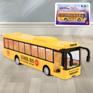 Inertia Bus Toys , High Simulation Yellow Fine Details Mini Bus Model Car Toys Prizes for Gift Collections