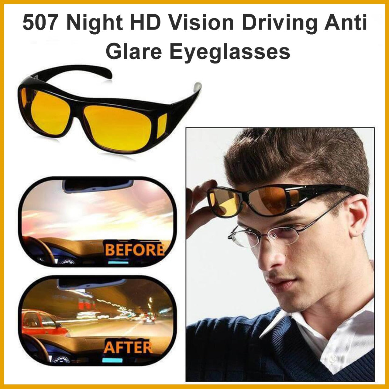 Night HD Vision Driving Anti Glare Eyeglasses - Image 4