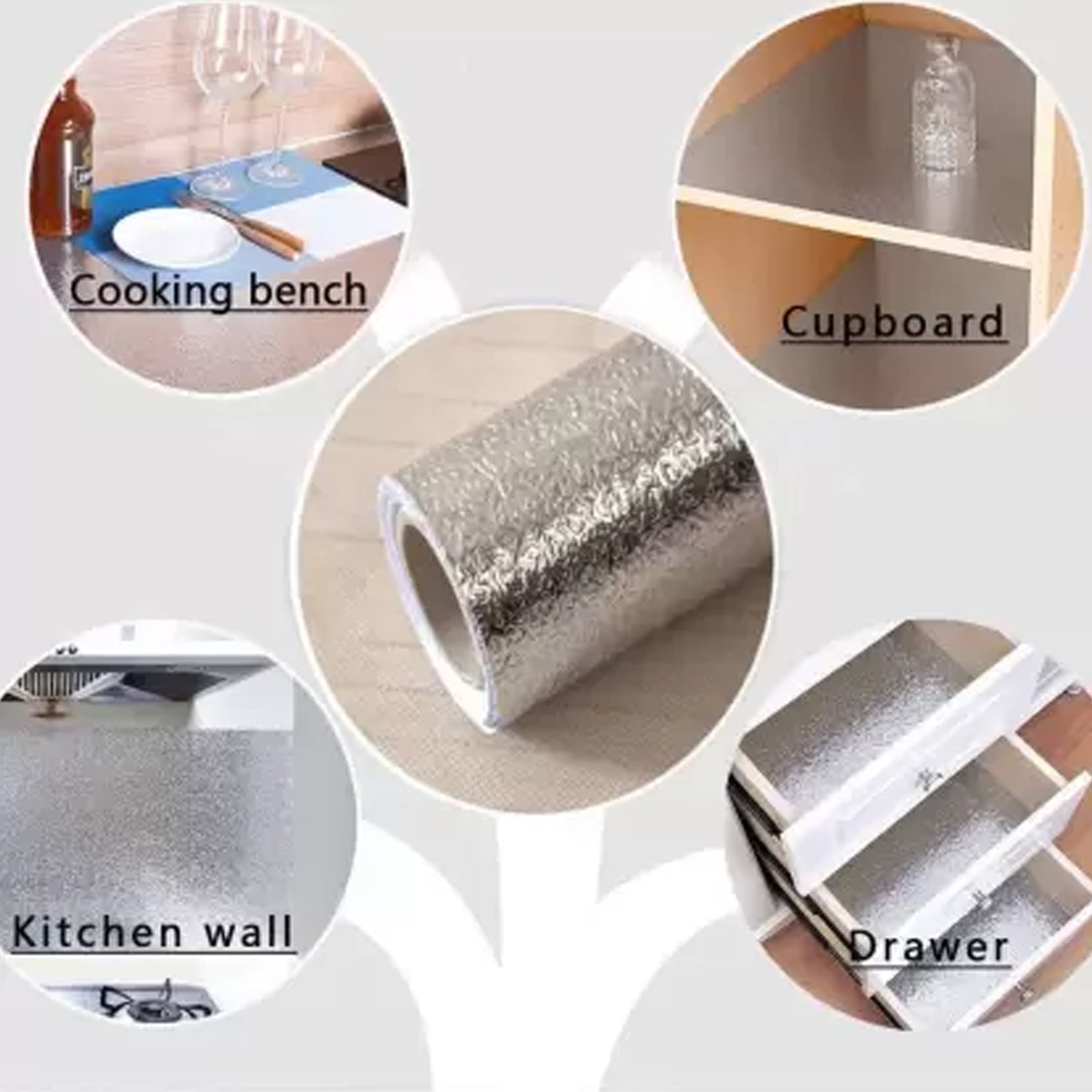 Aluminium foil for Kitchen and Aluminium Foil Paper Sticker Roll for Kitchen Wall, Drawers. (60cmx2Meter) - Image 6