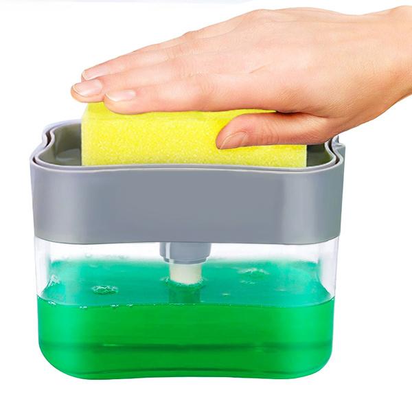 Liquid Soap Dispenser on Countertop with Sponge Holder For Pet - Image 6