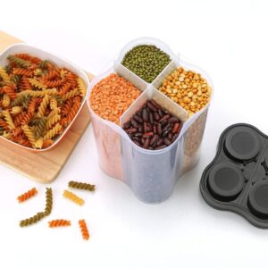 Plastic Lock Food Storage 4 Section Container Jar for Grocery, Fridge Container.