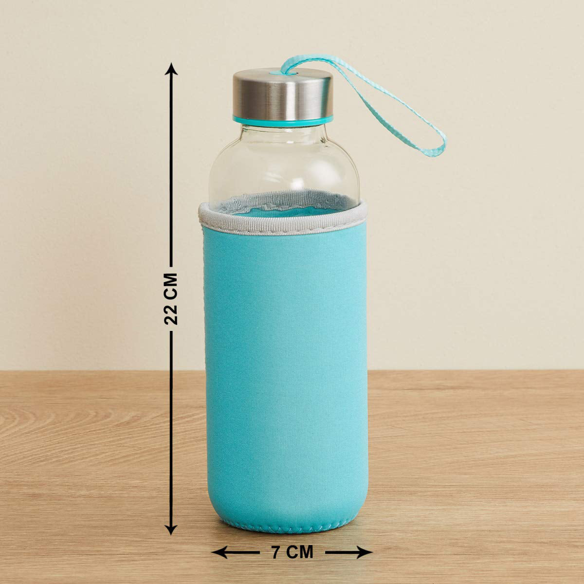 Glass Water Bottle (500 ml) With Cover - Image 5