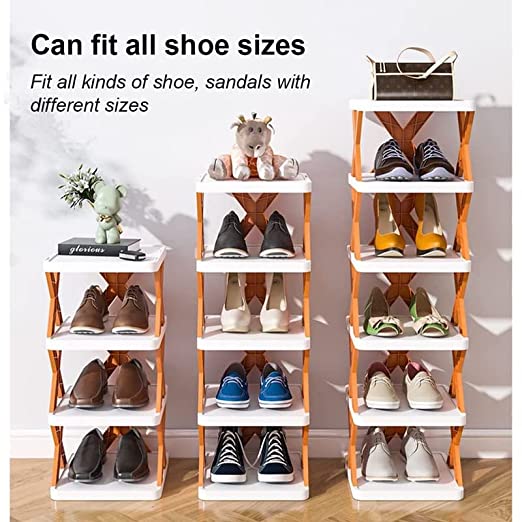 4 LAYER SHOES STAND, SHOE TOWER RACK SUIT FOR SMALL SPACES, CLOSET, SMALL ENTRYWAY, EASY ASSEMBLY AND STABLE IN STRUCTURE, CORNER STORAGE CABINET FOR SAVING SPACE - Image 5