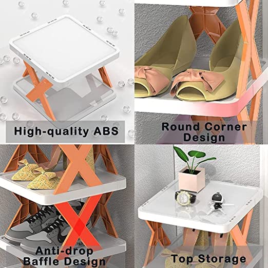 4 LAYER SHOES STAND, SHOE TOWER RACK SUIT FOR SMALL SPACES, CLOSET, SMALL ENTRYWAY, EASY ASSEMBLY AND STABLE IN STRUCTURE, CORNER STORAGE CABINET FOR SAVING SPACE - Image 7