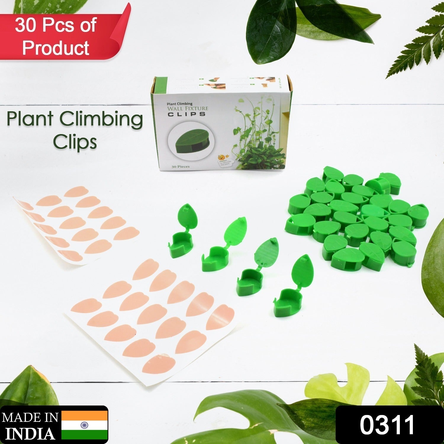 Plant Climbing Wall Fixture Clip Self-Adhesive Hook Vines Traction Invisible Stand Green Plant Clip Garden Wall Clip Plant Support Binding Clip Plants for Indoor Outdoor Decoration (30 Pcs Set) - Image 2