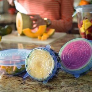 Silicone Stretch Lids Reuseable Microwave Safe Flexible Covers (Set of 6) (Loose Pack)