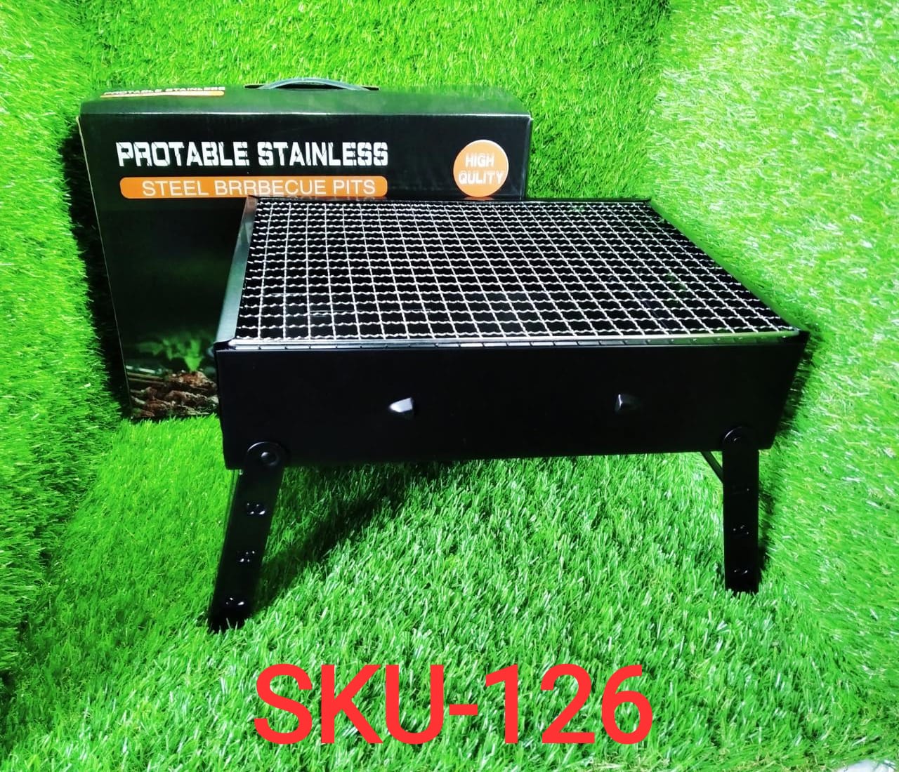 Folding Barbeque Charcoal Grill Oven (Black, Carbon Steel) - Image 7