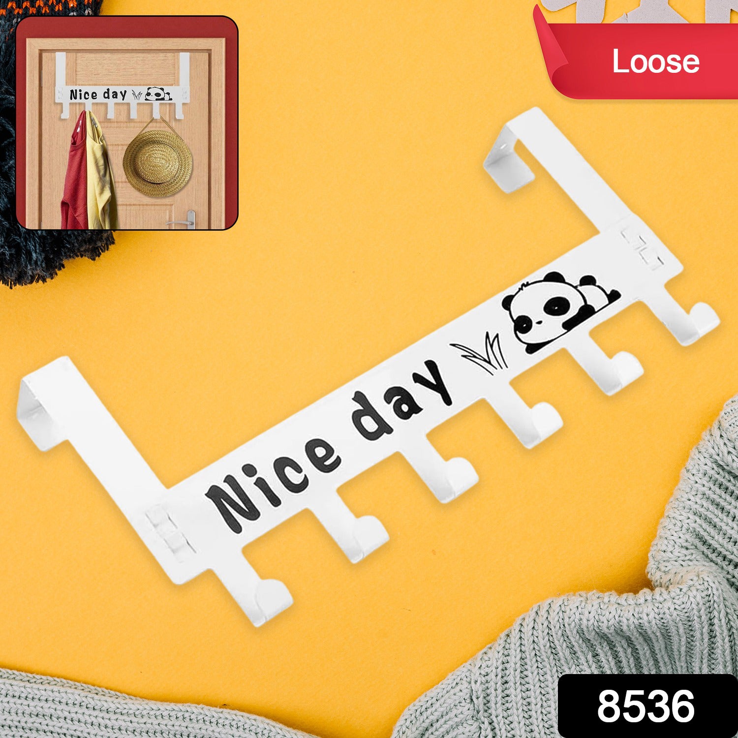 Heavy-Duty Carbon Steel Over Door Hook Rack for Towels & Coats (1 Pc, 6 Hooks) - Image 2