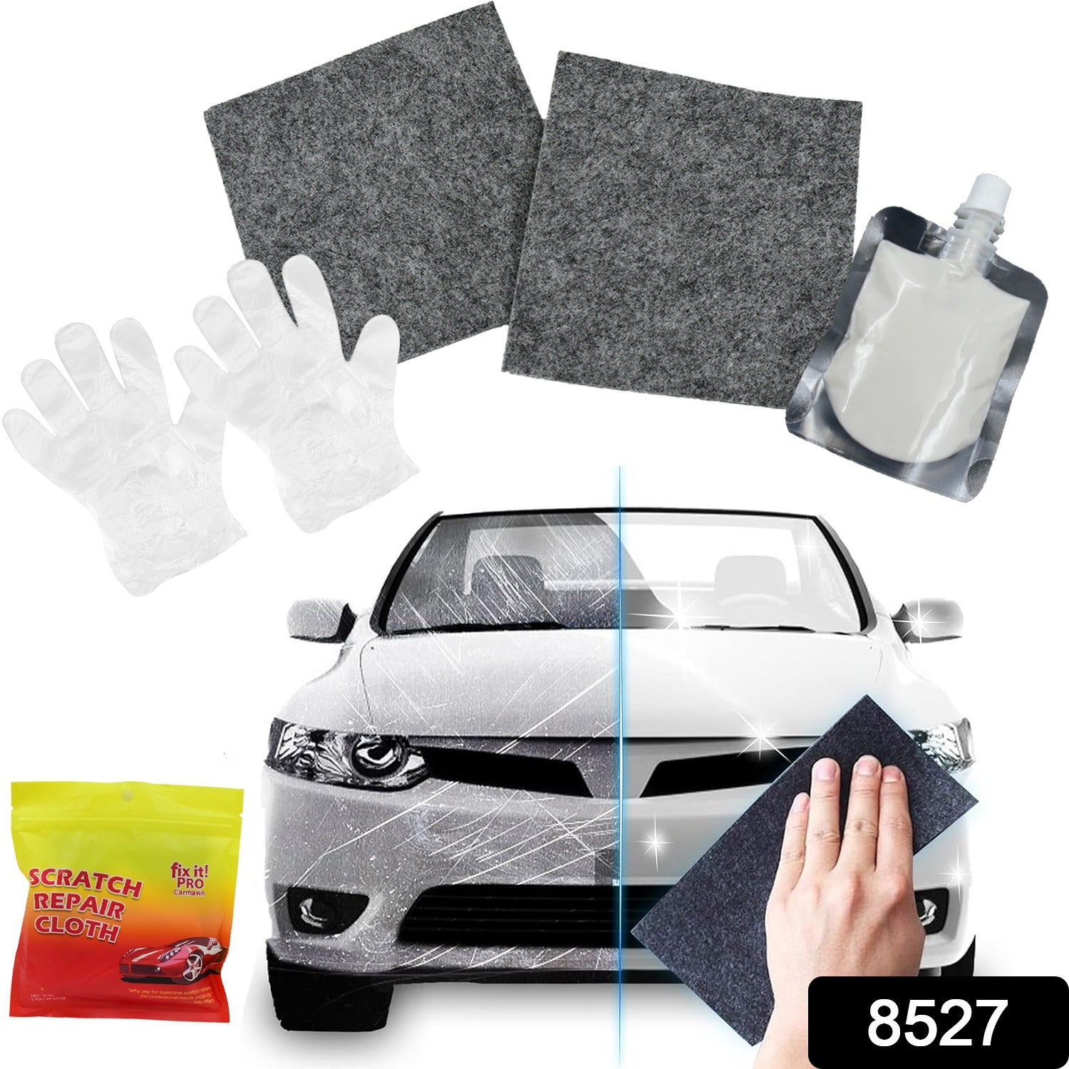 Nano Magic Car Scratch Remover Cloth, Multipurpose Scratch Repair Cloth, Cloth for Car Paint Scratch Repair, Easy to Repair Slight Scratches on the Surface Polishing Repeatable Use for All Kinds of Car (45 ML Repair Solution, 2 Gloves, 2 nano Cloth) - Image 2