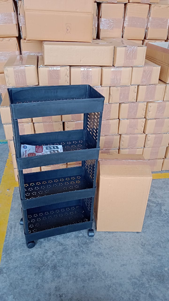 4-Layer Plastic Storage Rack with Wheels - Image 6