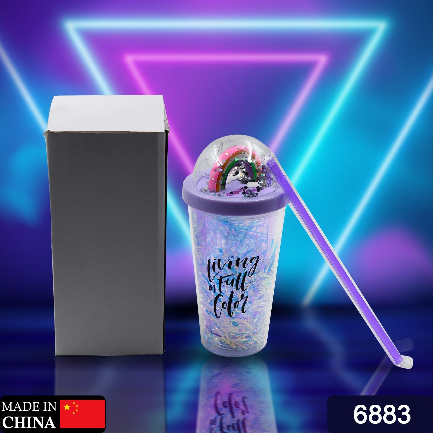 Sipper Bottle with Straw, LED Glow Light for Kids/Tumbler with Straw/Vacuum Flask/Sipper Plastic Tumbler/Sipper Bottle with Straw (Pack of 1) - Image 2