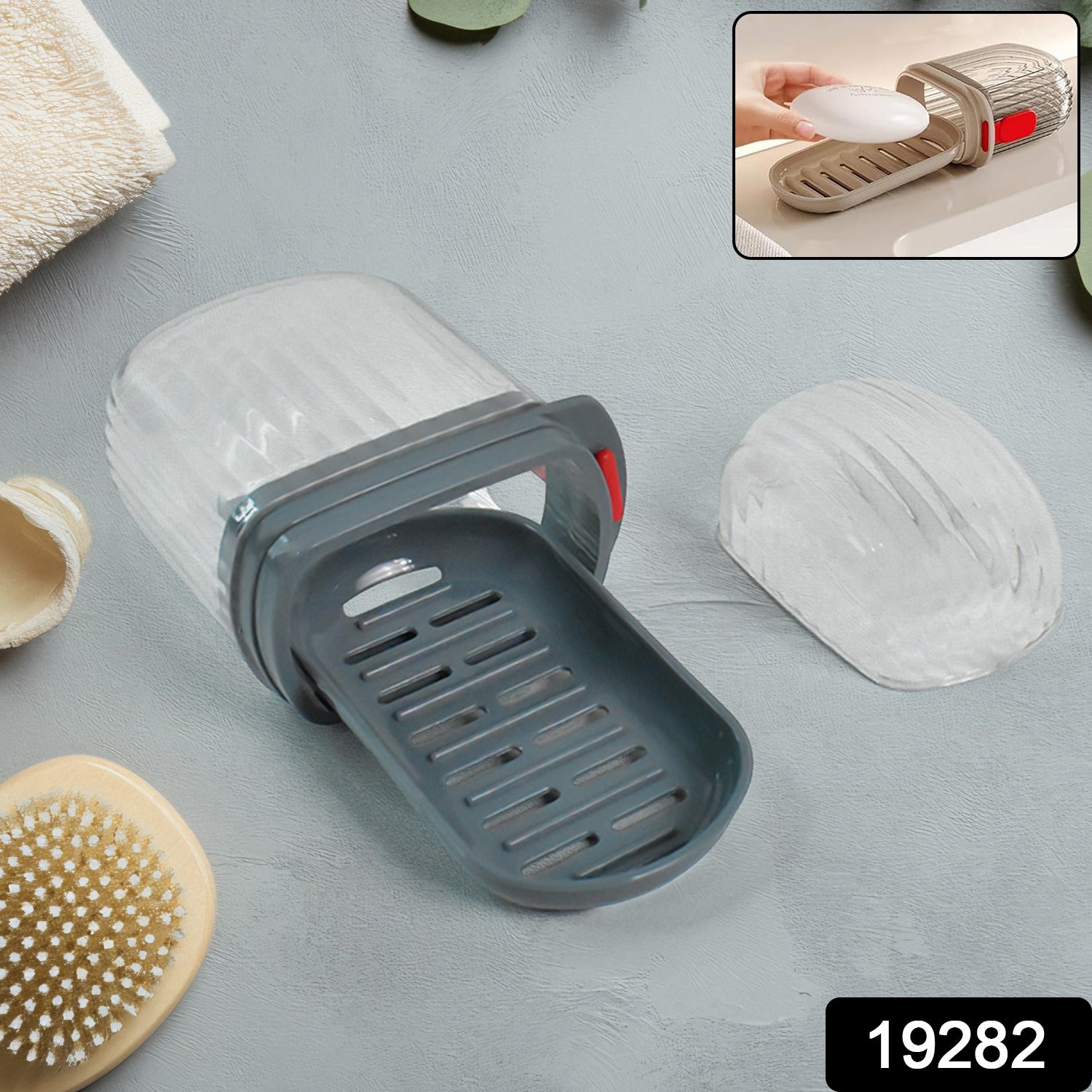 Multipurpose Soap Box Holder with Transparent Dust-Proof Lid ,Sabudani (1 Pc) - Image 2