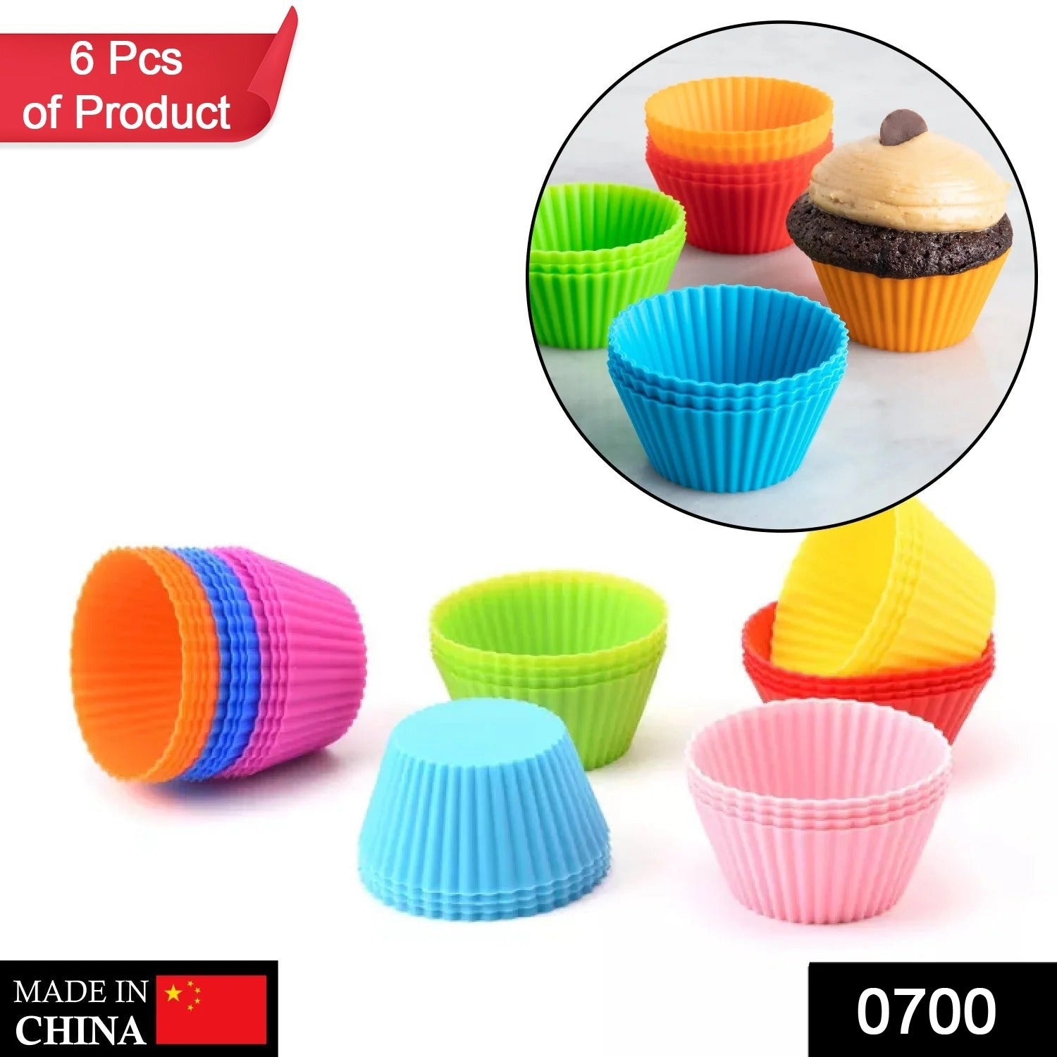 Silicone cupcake Shaped Baking Mold Fondant Cake Tool Chocolate Candy Cookies Pastry Soap Moulds, Diwali (6 pc) - Image 2