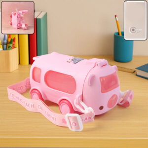 Bus Shape Water Bottle for Kids with Strap (500 ML Approx / Mix Color / 1 Pc)