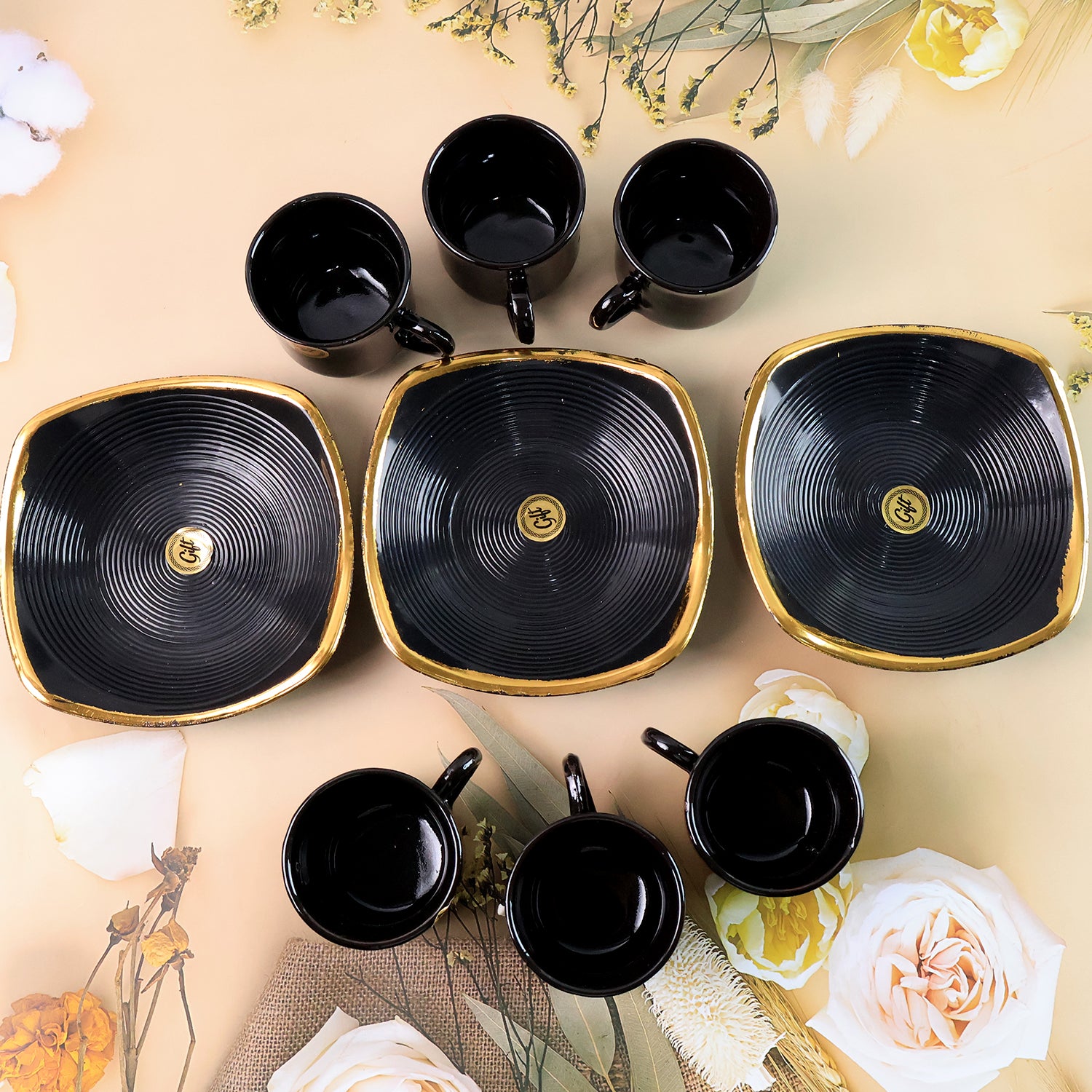 Sweet Buzz 9-Piece Seashell Ceramic Cup Set – Ideal for Home & Gifts - Image 6