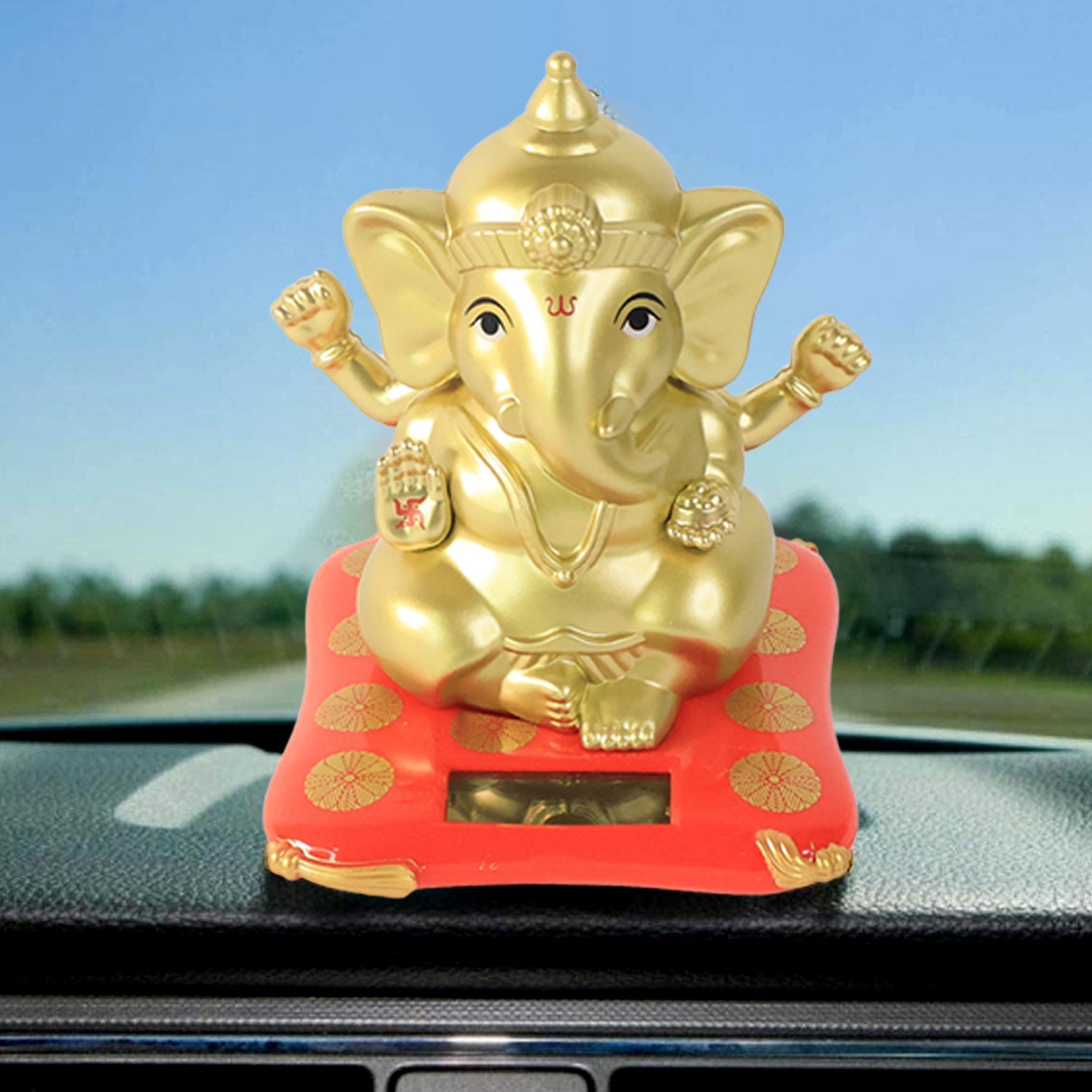 Decorative Religious Large Lord Ganesha Idol with Solar-Powered Base (1 Pc) - Image 3