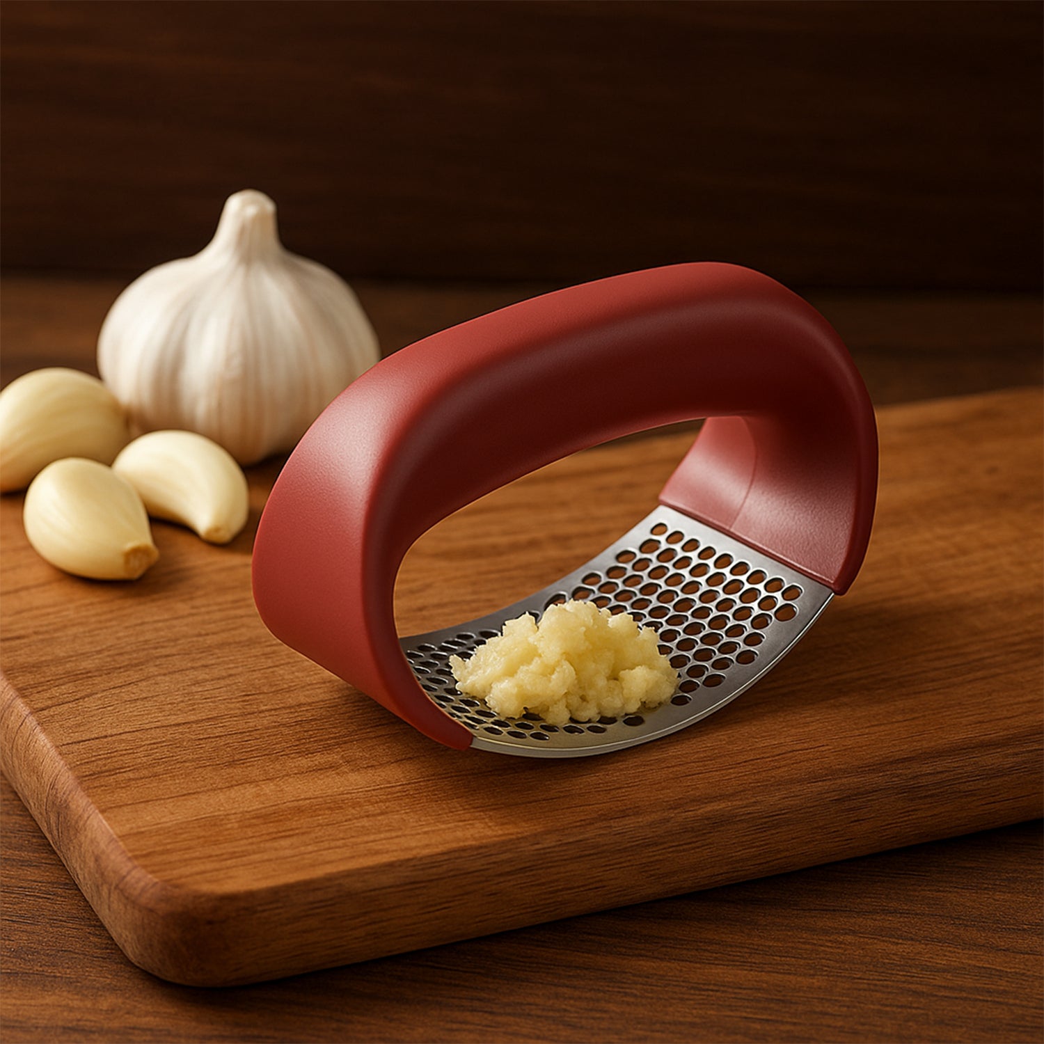 Supermom Premium Curve Garlic Press Crusher (1 Pc) - Image 4