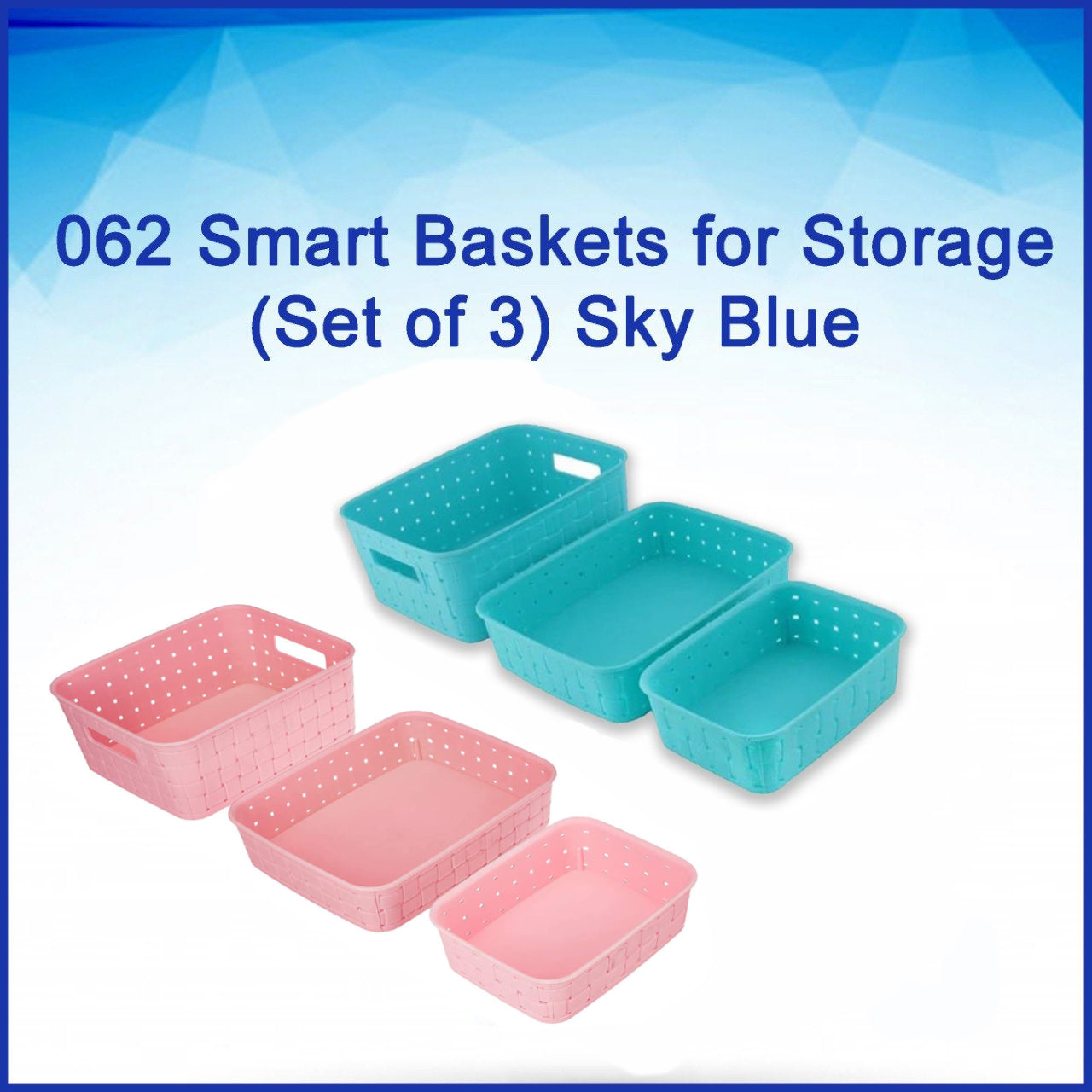 Smart Baskets for Storage(Set of 3) Sky Blue - Image 7