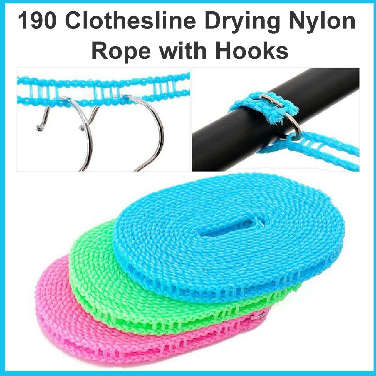 Clothesline Drying Nylon Rope with Hooks - Image 4