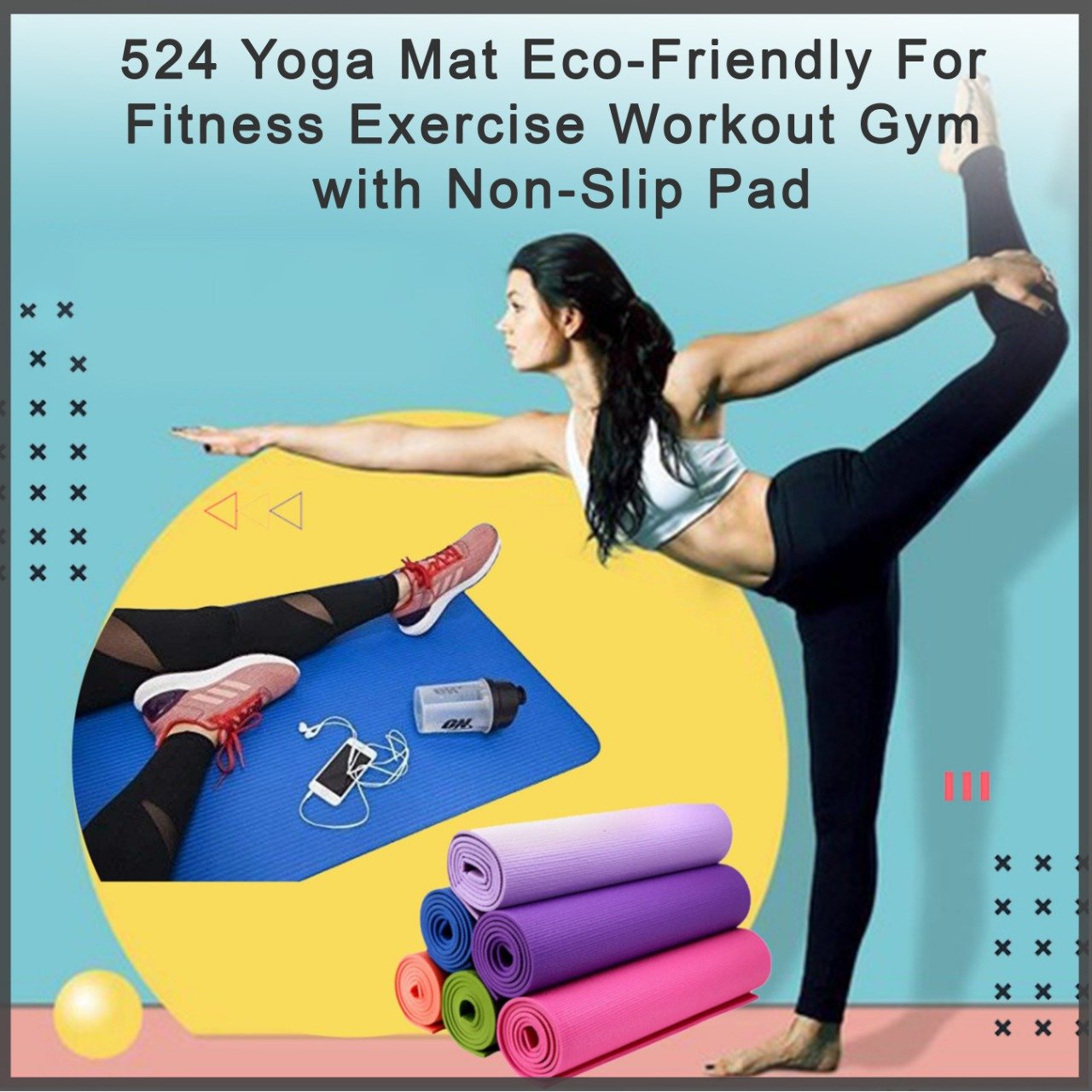 Yoga Mat Eco-Friendly For Fitness Exercise Workout Gym with Non-Slip (180x60xcm) Color may very - Image 8