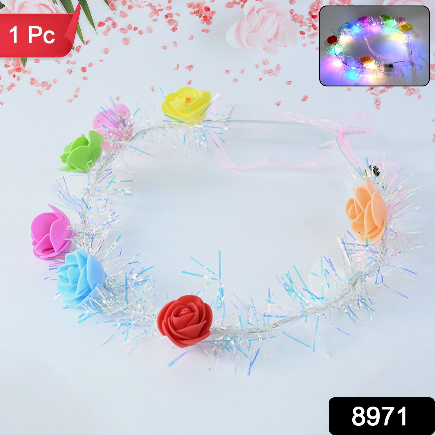 LED Flower Crown Headband – Multicolor Light-Up (1 Pc), Hair accessories - Image 2