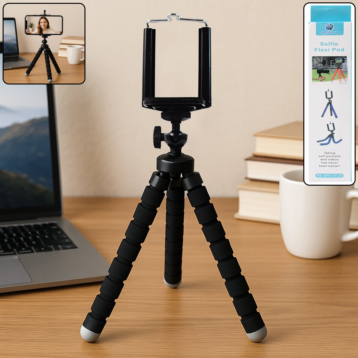 Flexible Mini Tripod Stand with Adjustable Mobile Holder