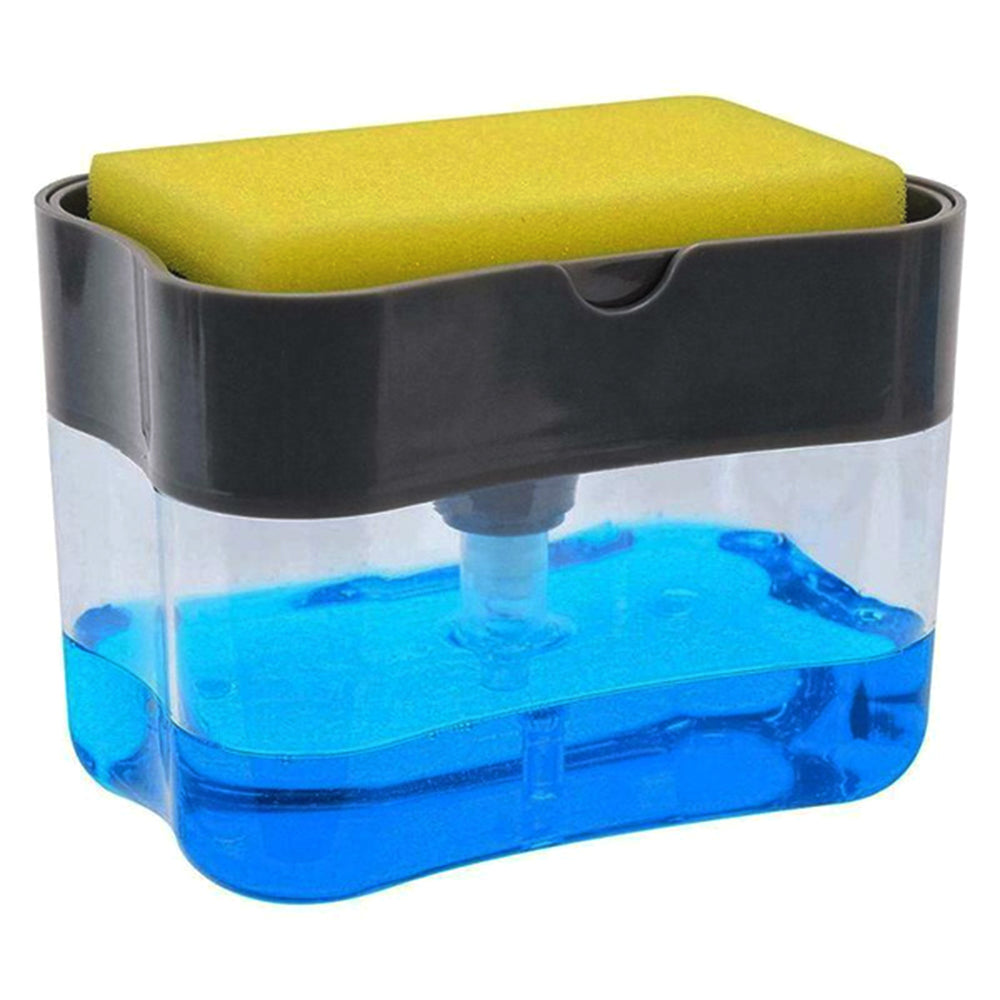 2-in-1 Liquid Soap Dispenser on Countertop with Sponge Holder - Image 3