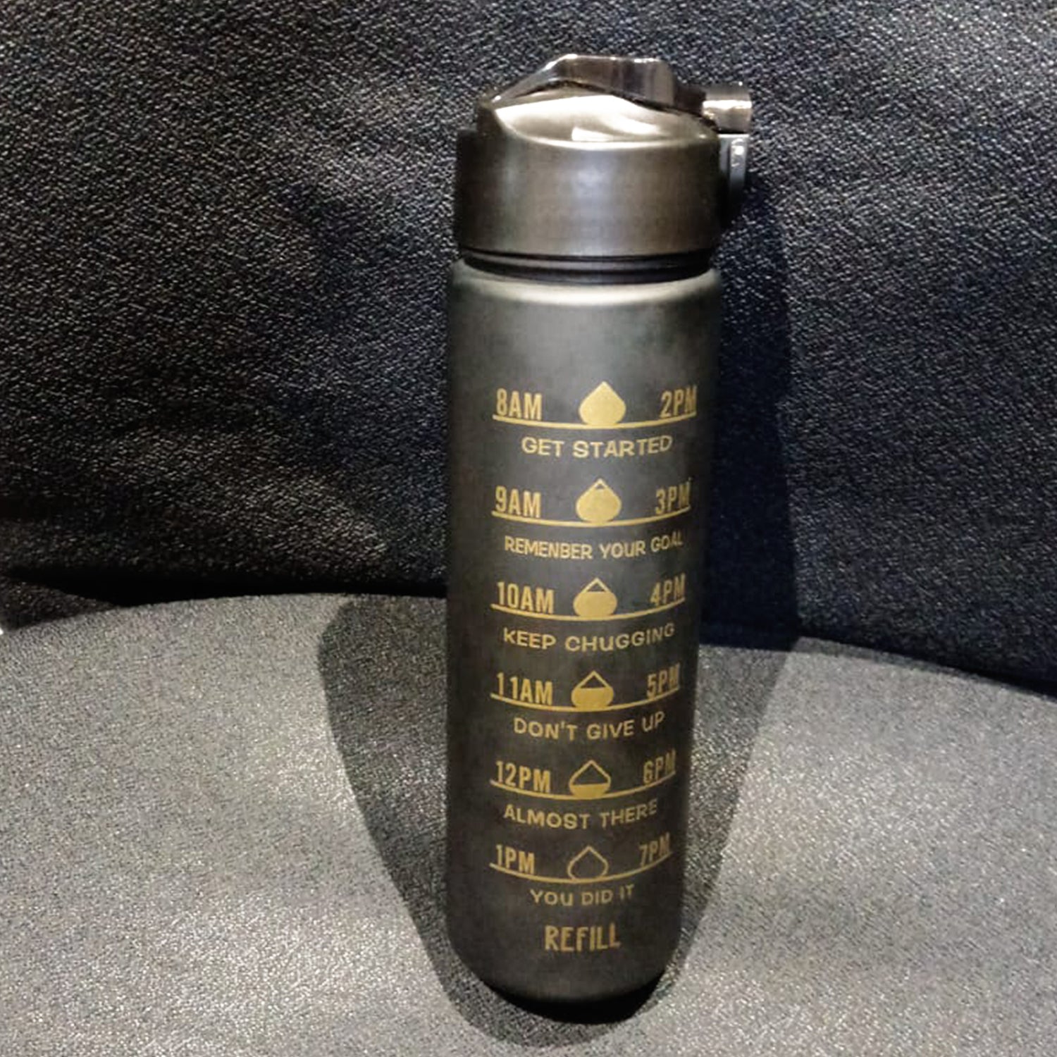 2 Pc Premium Black Motivational Water Bottle Set (900 ML + 300 ML) - Image 7