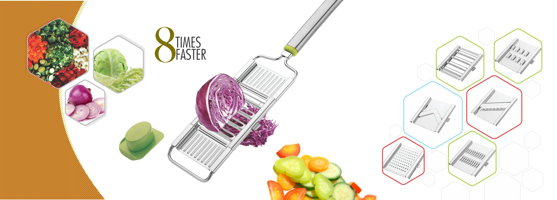 6 in 1 Stainless Steel Kitchen Chips Chopper Cutter Slicer and Grater with Handle - Image 5