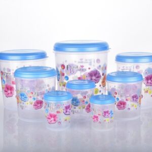 Air Tight Plastic Transparent Container Set (10000ml, 7000ml, 5000ml, 3000ml, 2000ml, 1000ml, 750ml, 500ml)
