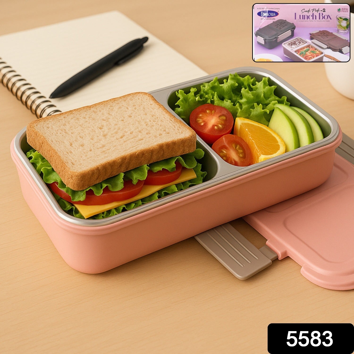 BPA-Free Snack Pack-2 Lunch Box – 2-Compartment - Image 2