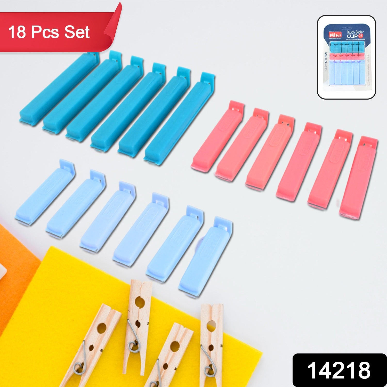 Ritu 18-Piece Plastic Pouch Sealer Clip Set - Image 2