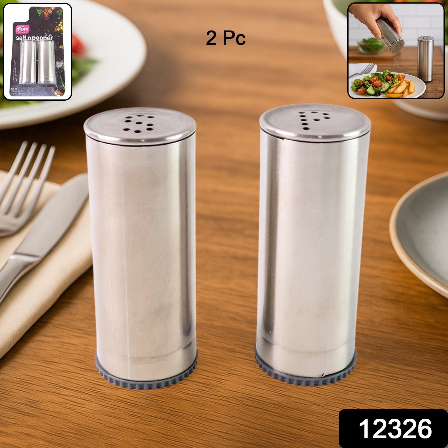 Supermom Stainless Steel Salt and Pepper Shaker Set (2 Pc) - Image 2