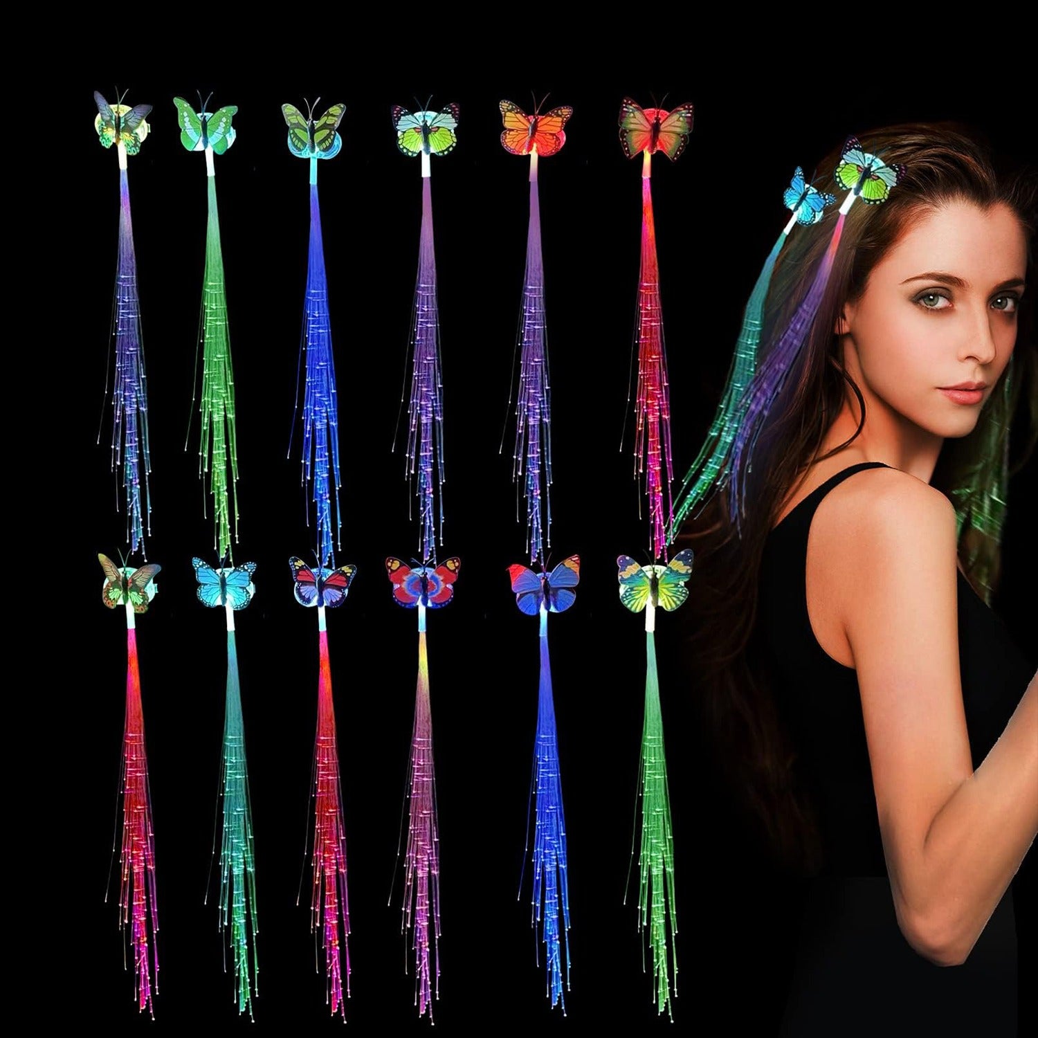LED Butterfly Hair Braid Clip (Mix Color, 1 Pc) - Image 3