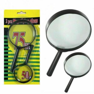 Magnifying Glass Lens – Dual-Sided Glass Magnifier for Reading & Eye Protection (75mm & 50mm, 2 Pc Set)