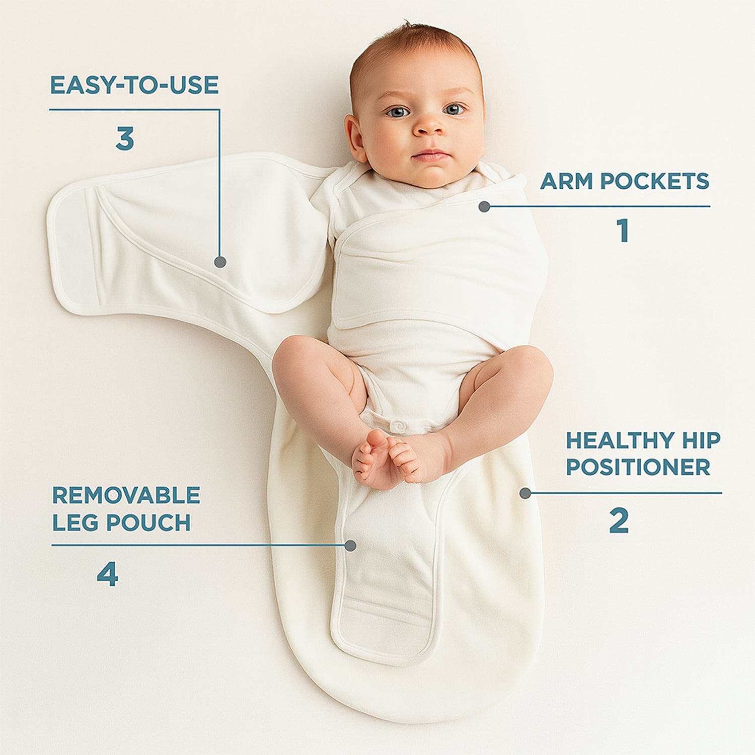 Soft Cotton Adjustable Baby Swaddle Wrap for Newborns (1 Pc) - Image 7