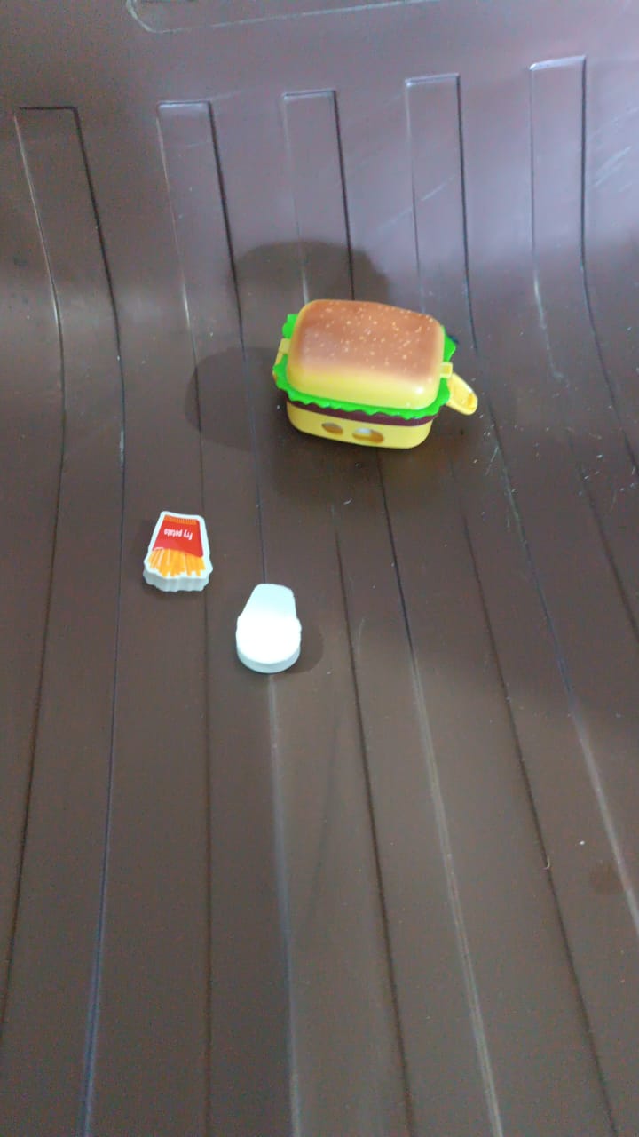 Plastic Burger Shape Small Size Double Hole Sharpener With Eraser (1 Set) - Image 8