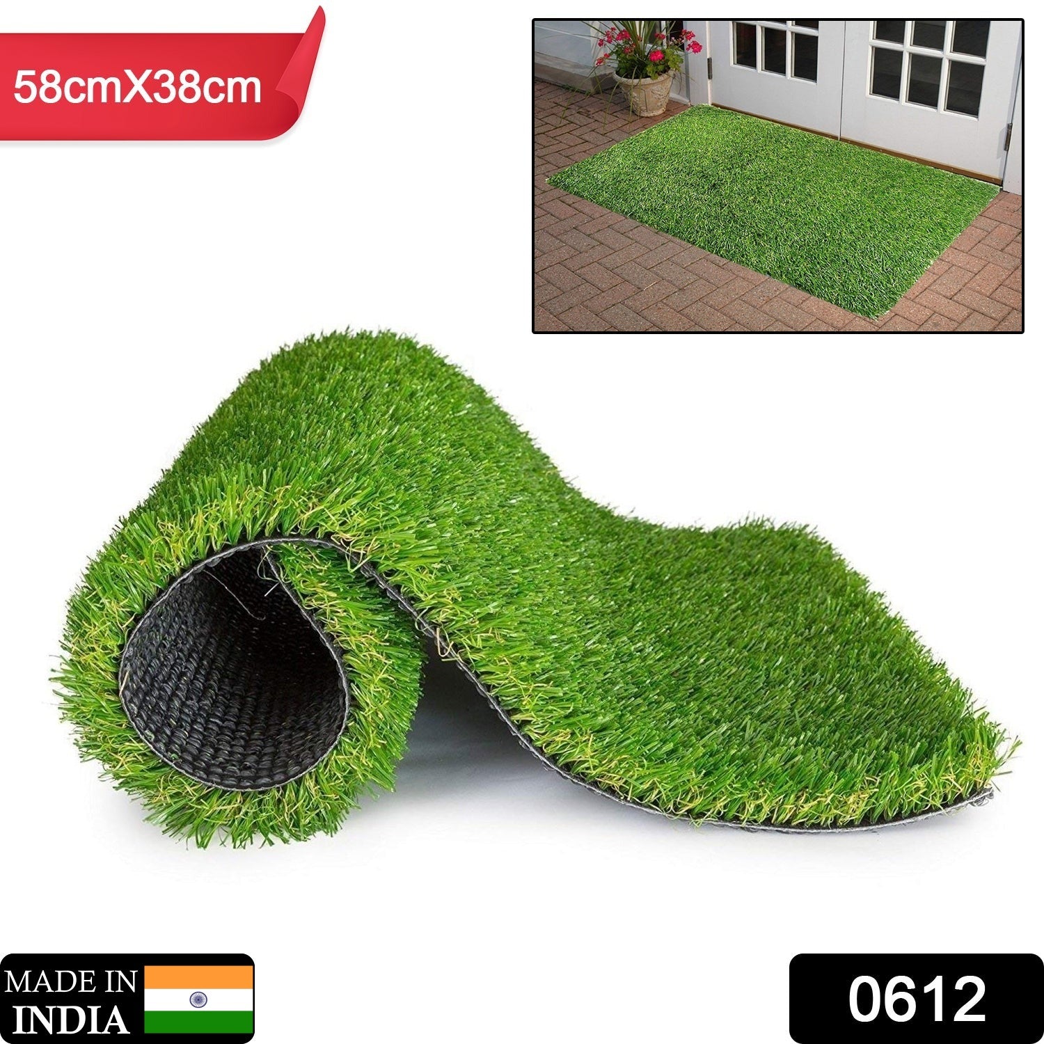 Artificial Grass Mat for Balcony or Doormat, 58x38cm - Image 2