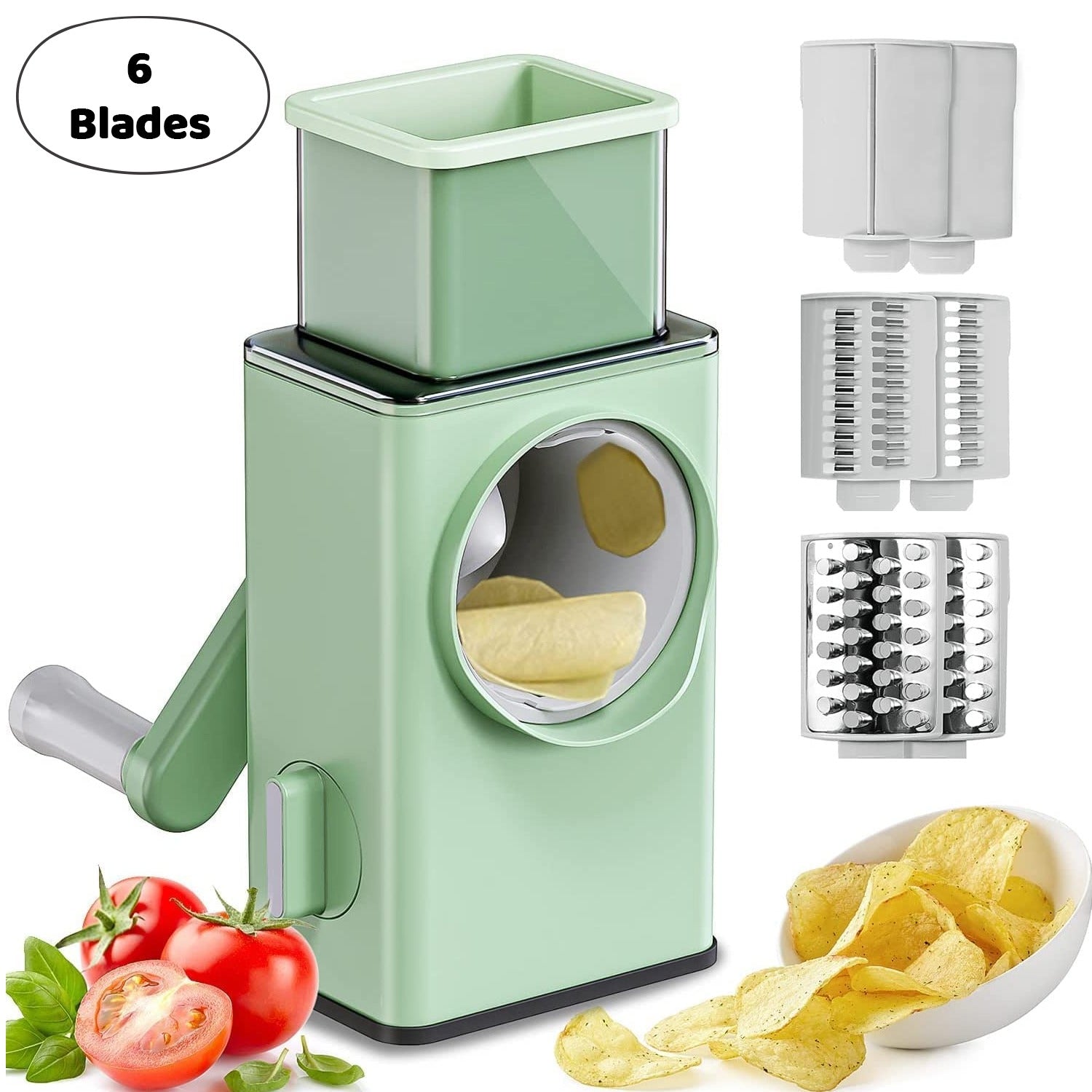 Stainless Steel Vegetable Chopper with 6 Blades - Kitchen Mandoline Slicer - Image 4