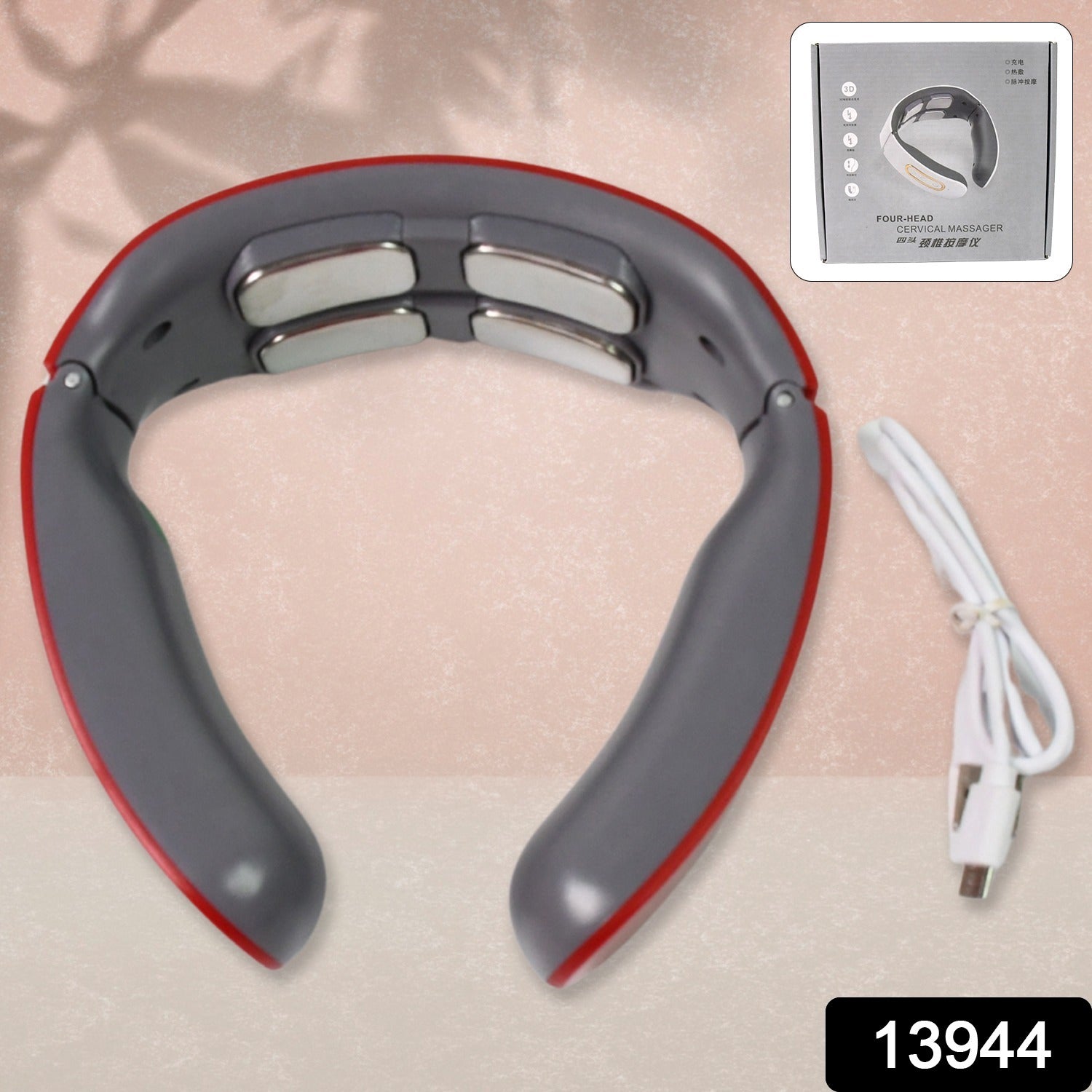 4 Heads Smart Electric Neck and Back Pulse Massager (1 Pc / Mix Design) - Image 2