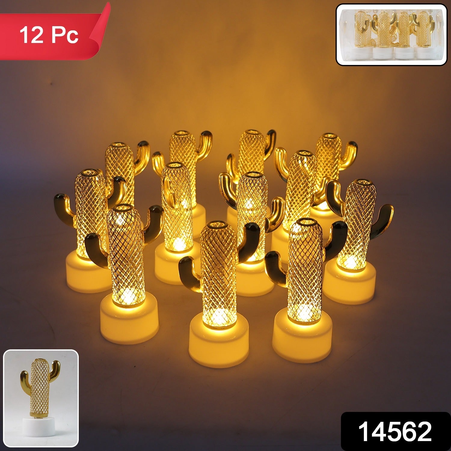 Decorative Cactus Shaped Flameless LED Candles (12 Pc) - Image 2