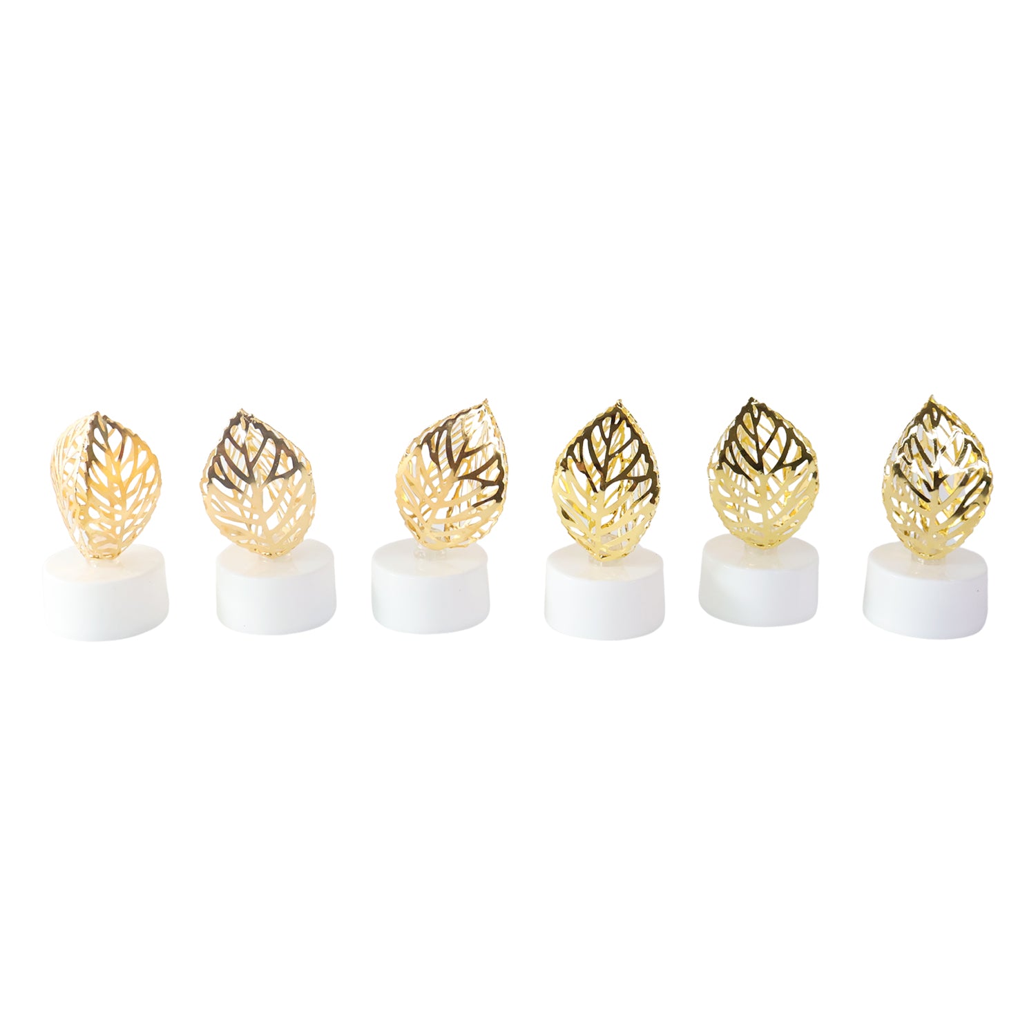 Decorative Golden Leaf Shaped Flameless LED Candles (12 Pc) - Image 5