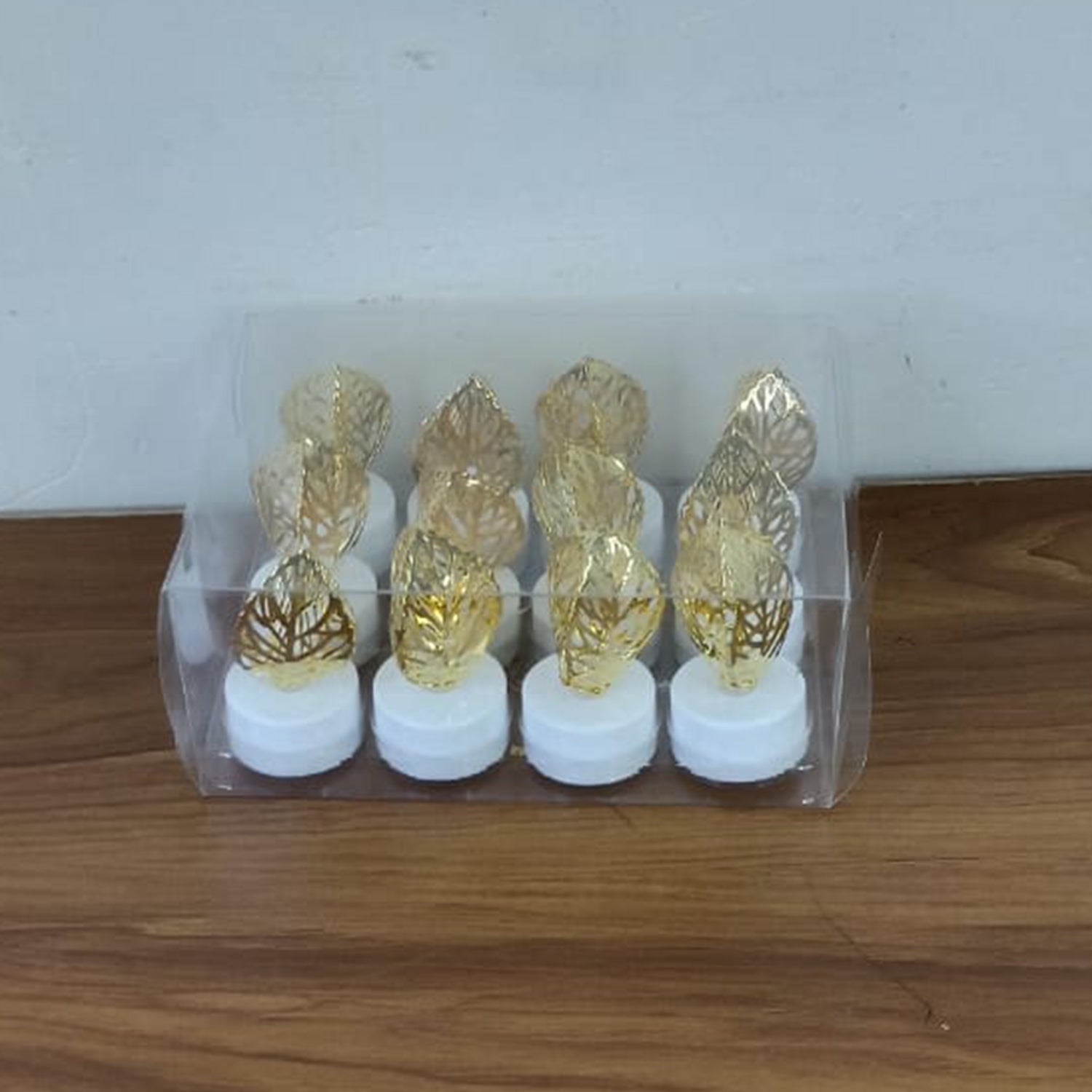 Decorative Golden Leaf Shaped Flameless LED Candles (12 Pc) - Image 7