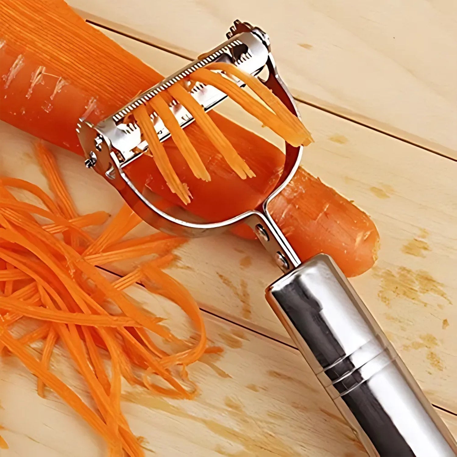 Heavy Duty 2-in-1 Multipurpose Stainless Steel Vegetable Peeler and Julienne Cutter - Image 3