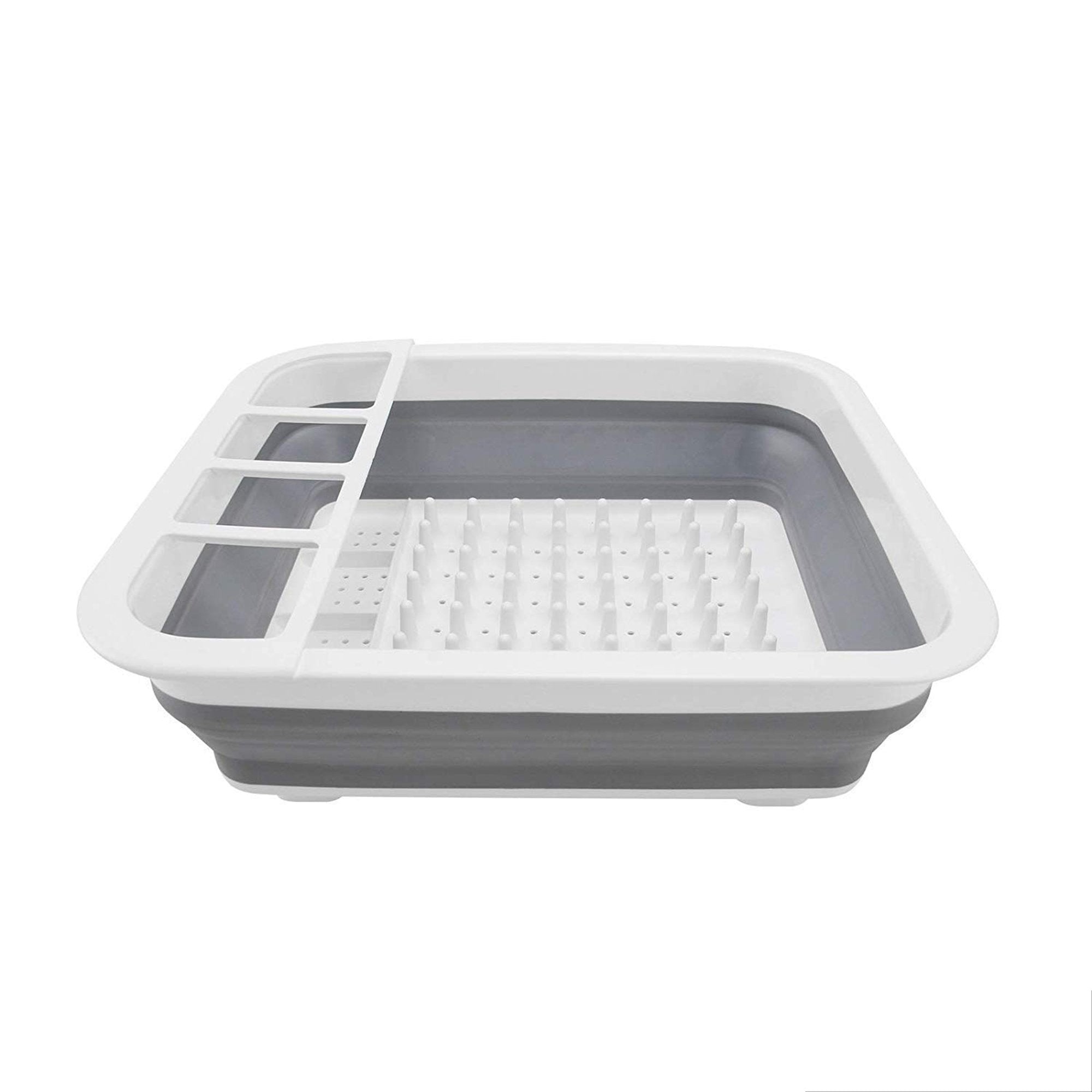 Collapsible Folding Silicone Dish Drying Drainer Rack with Spoon Fork Storage Holder - Image 5