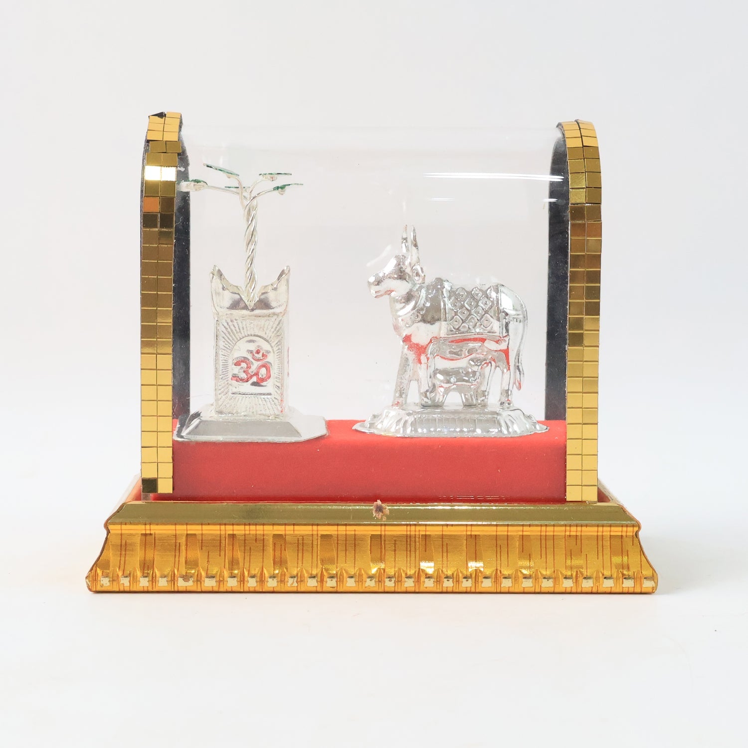 Decorative Kamdhenu Cow with Calf and Tulsi Plant Idol Set - Image 6