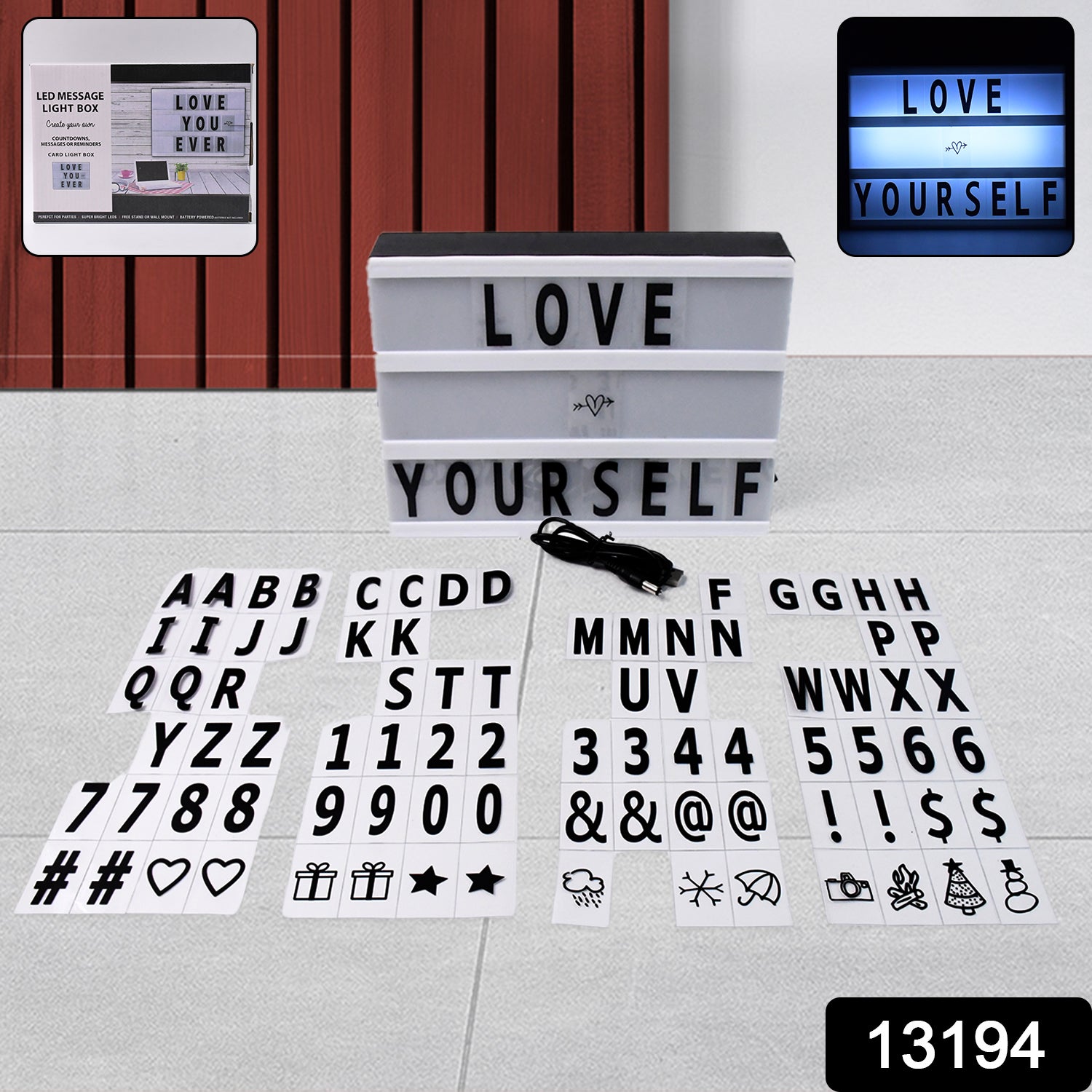 Black Mini A6 Magnetic Cinematic Light Box with 82 Characters and 10 Emojis (1 Set) - Image 2