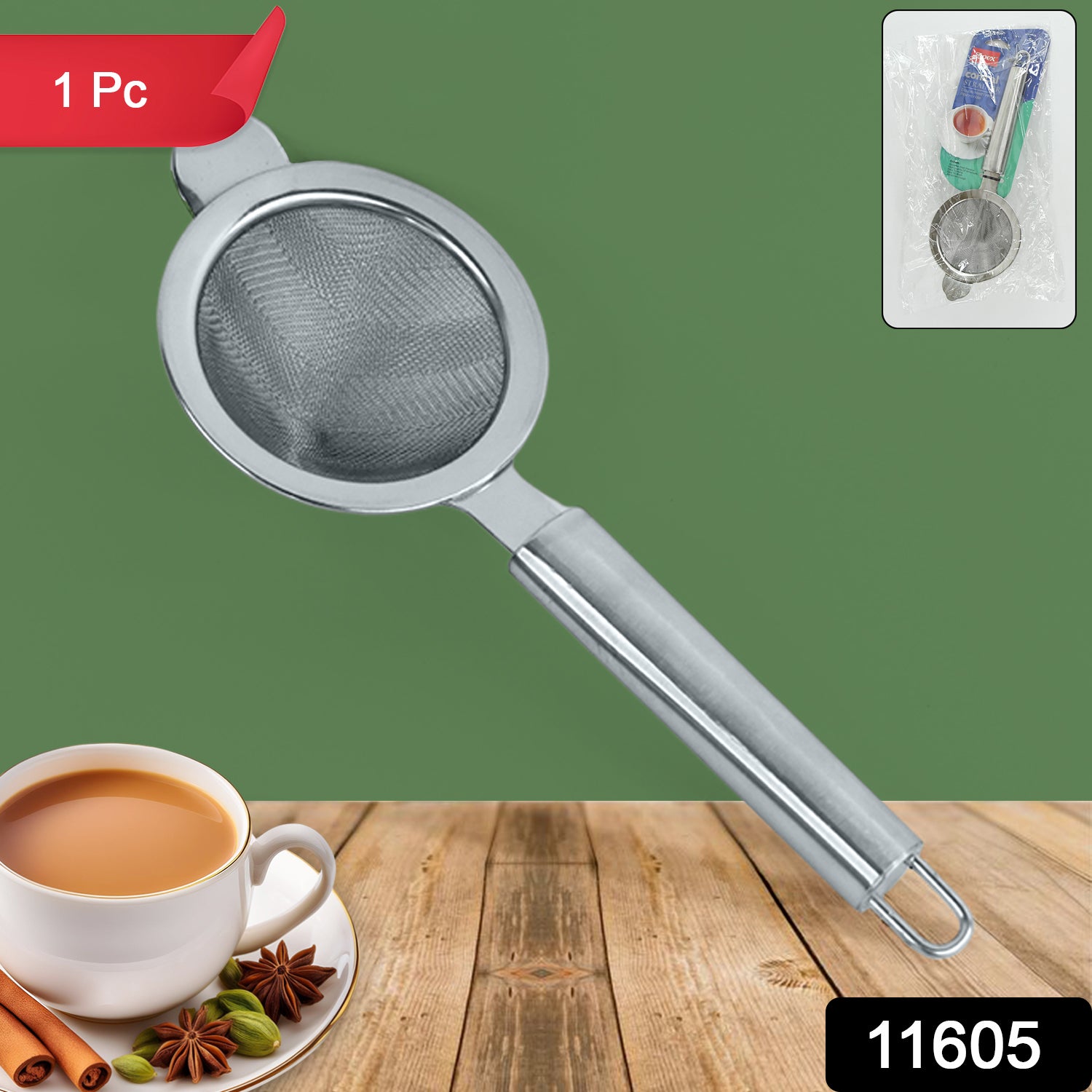 Apex Premium Conical Tea Strainer with Pipe Handle - Image 2
