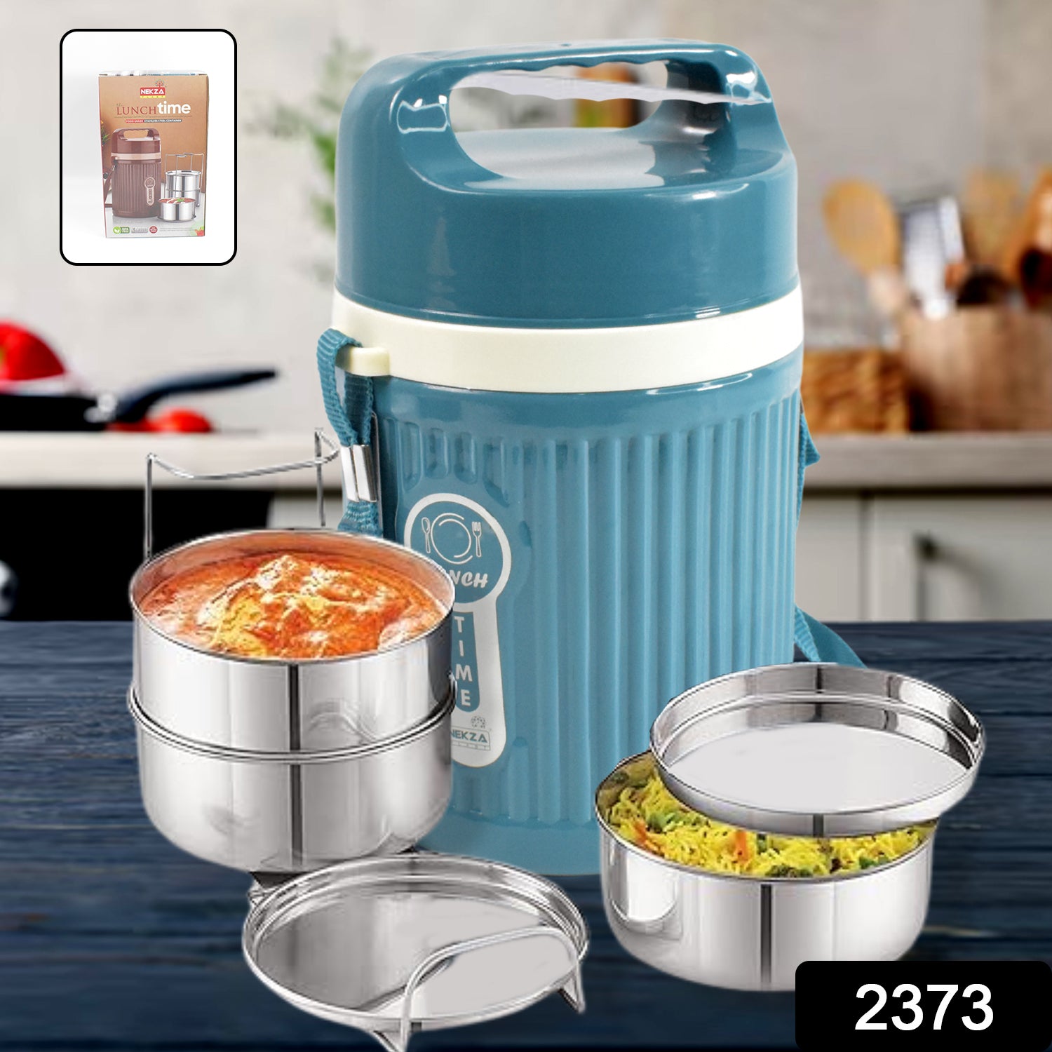 Stackable Insulated Tiffin with Handle (1 Pc): Leakproof, Hot Food Container - Image 2