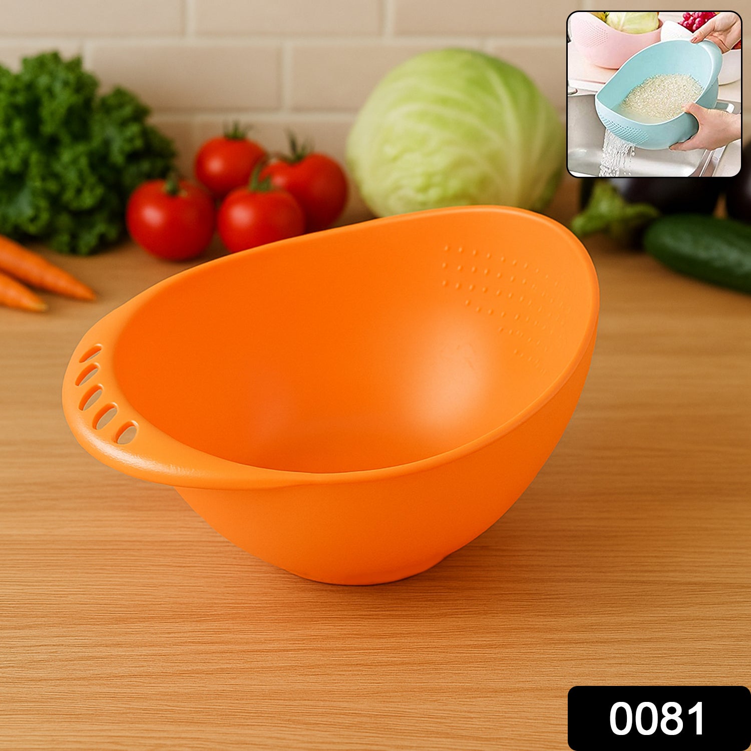 Virgin Rice Bowl Durable Plastic Strainer, Water Strainer | Vegetable & Fruits Washing Bowl - Image 2